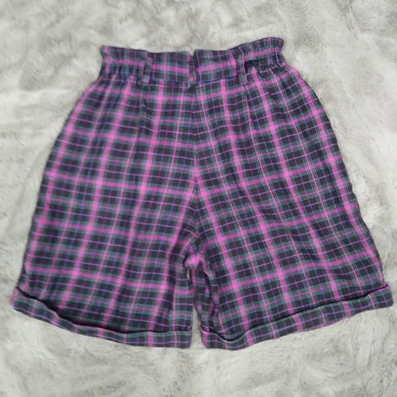 Vintage 80s 90s Gitano High Rise Plaid Cuffed Shorts Size 8 - Picture 2 of 7